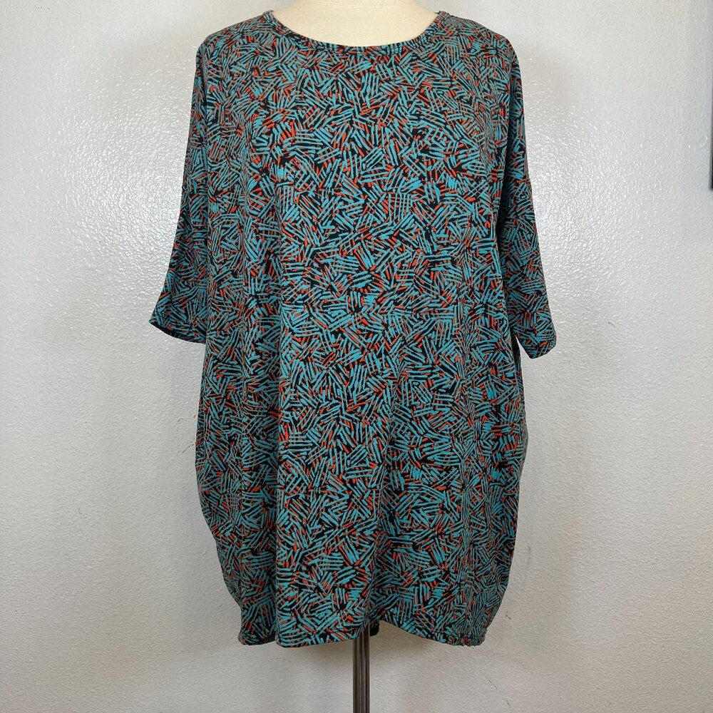 LuLaRoe Womens Top Irma Tunic Shirt Multicolor Geometric Print Size XL